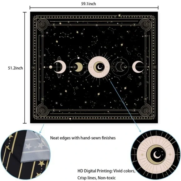 Constellation Moon Phase Solar System Planet Galaxy Retro Art Tapestry Wall Art - Picture 6 of 8